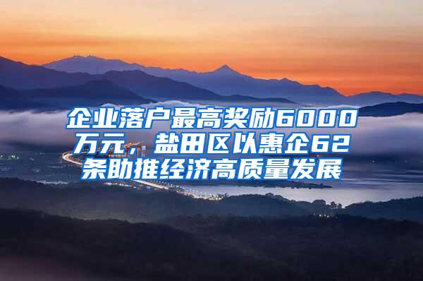 企業(yè)落戶最高獎(jiǎng)勵(lì)6000萬(wàn)元，鹽田區(qū)以惠企62條助推經(jīng)濟(jì)高質(zhì)量發(fā)展