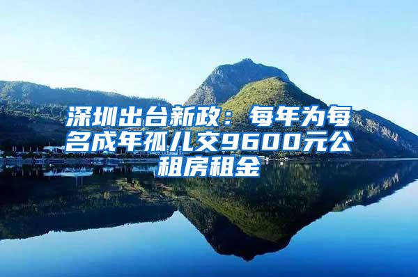 深圳出臺新政：每年為每名成年孤兒交9600元公租房租金