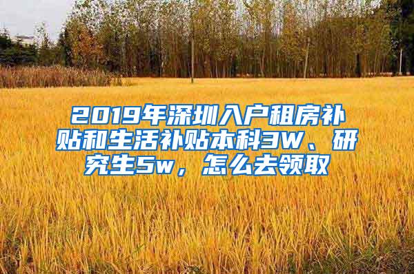 2019年深圳入戶租房補貼和生活補貼本科3W、研究生5w，怎么去領取