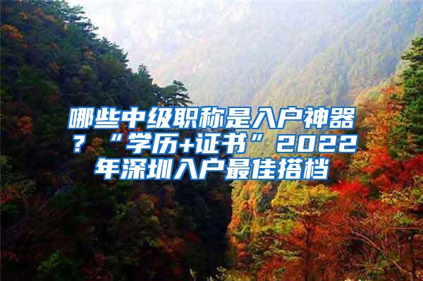 哪些中級(jí)職稱是入戶神器？“學(xué)歷+證書(shū)”2022年深圳入戶最佳搭檔