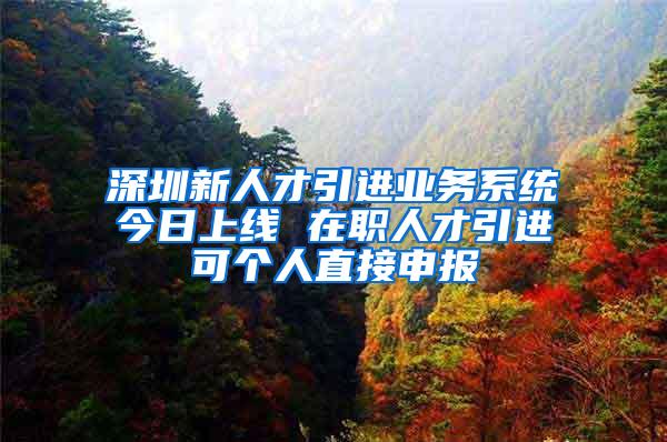 深圳新人才引進(jìn)業(yè)務(wù)系統(tǒng)今日上線 在職人才引進(jìn)可個(gè)人直接申報(bào)