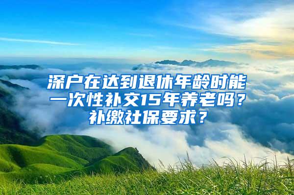 深戶在達(dá)到退休年齡時(shí)能一次性補(bǔ)交15年養(yǎng)老嗎？補(bǔ)繳社保要求？