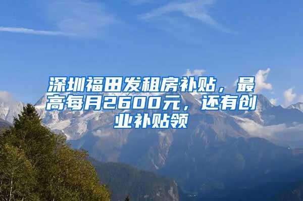 深圳福田發(fā)租房補貼，最高每月2600元，還有創(chuàng)業(yè)補貼領(lǐng)