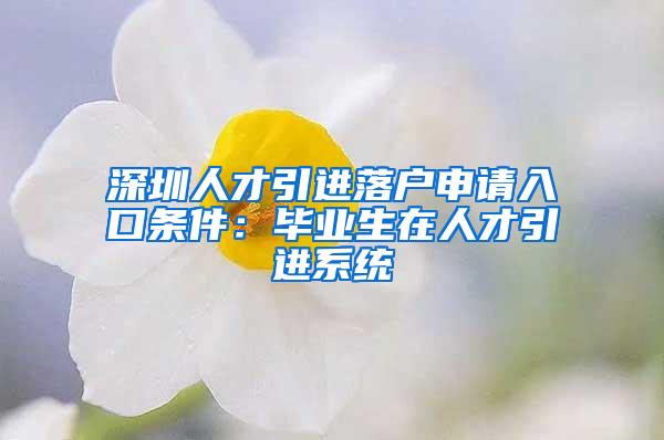 深圳人才引進(jìn)落戶申請(qǐng)入口條件：畢業(yè)生在人才引進(jìn)系統(tǒng)