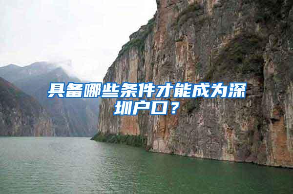 具備哪些條件才能成為深圳戶口？