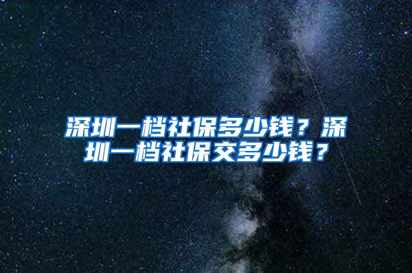 深圳一檔社保多少錢？深圳一檔社保交多少錢？