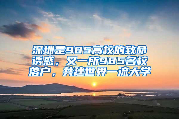 深圳是985高校的致命誘惑，又一所985名校落戶，共建世界一流大學(xué)