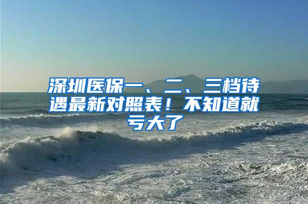 深圳醫(yī)保一、二、三檔待遇最新對照表！不知道就虧大了