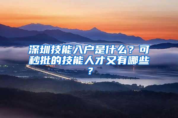 深圳技能入戶是什么？可秒批的技能人才又有哪些？