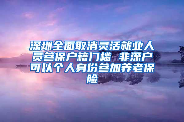 深圳全面取消靈活就業(yè)人員參保戶籍門檻 非深戶可以個(gè)人身份參加養(yǎng)老保險(xiǎn)