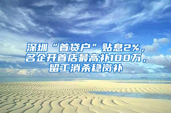 深圳“首貸戶”貼息2%，名企開首店最高補100萬，留工消殺穩(wěn)崗補