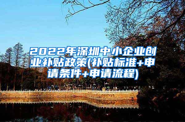 2022年深圳中小企業(yè)創(chuàng)業(yè)補貼政策(補貼標準+申請條件+申請流程)