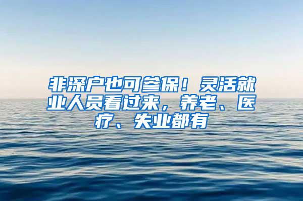 非深戶也可參保！靈活就業(yè)人員看過來，養(yǎng)老、醫(yī)療、失業(yè)都有