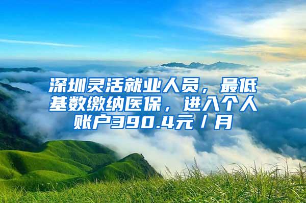 深圳靈活就業(yè)人員，最低基數繳納醫(yī)保，進入個人賬戶390.4元／月