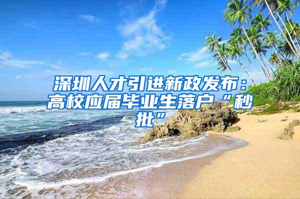 深圳人才引進(jìn)新政發(fā)布：高校應(yīng)屆畢業(yè)生落戶“秒批”