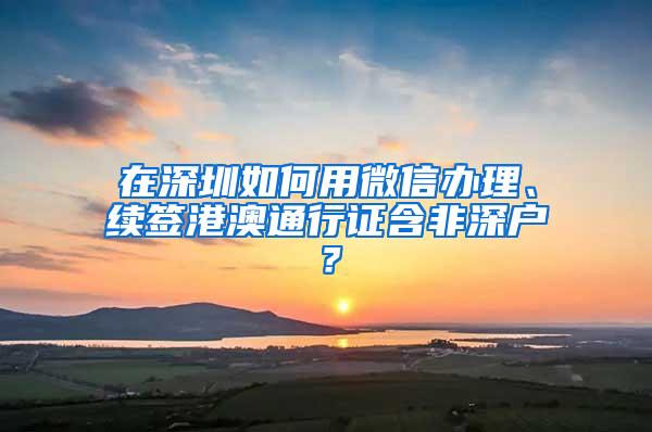 在深圳如何用微信辦理、續(xù)簽港澳通行證含非深戶？