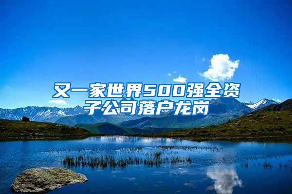 又一家世界500強(qiáng)全資子公司落戶龍崗