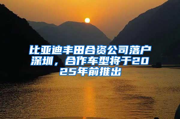 比亞迪豐田合資公司落戶深圳，合作車(chē)型將于2025年前推出