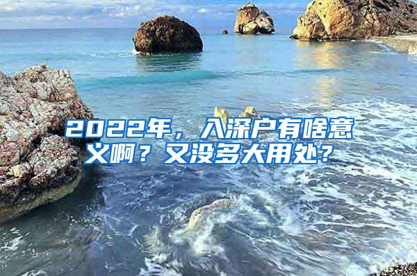 2022年，入深戶有啥意義?。坑譀]多大用處？