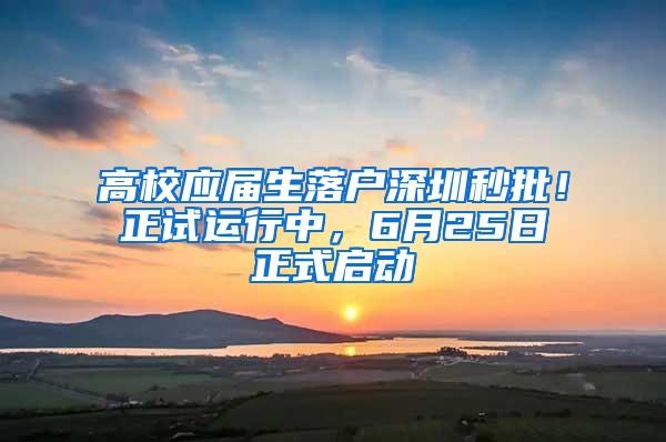 高校應(yīng)屆生落戶深圳秒批！正試運(yùn)行中，6月25日正式啟動(dòng)