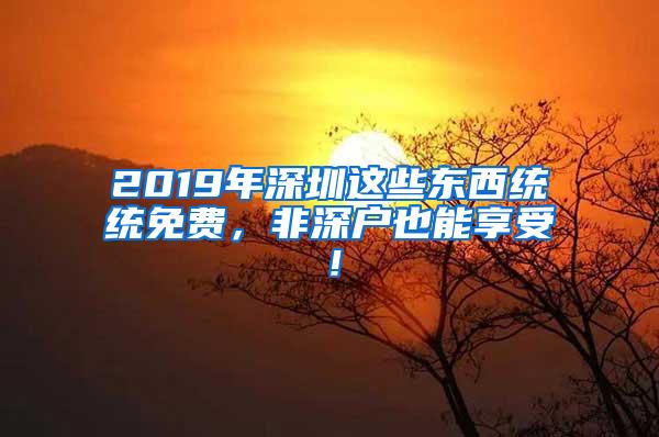 2019年深圳這些東西統(tǒng)統(tǒng)免費(fèi)，非深戶也能享受！