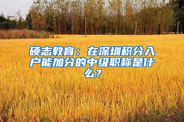 碩志教育：在深圳積分入戶能加分的中級職稱是什么？