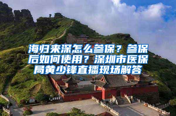 海歸來深怎么參保？參保后如何使用？深圳市醫(yī)保局黃少鋒直播現(xiàn)場解答