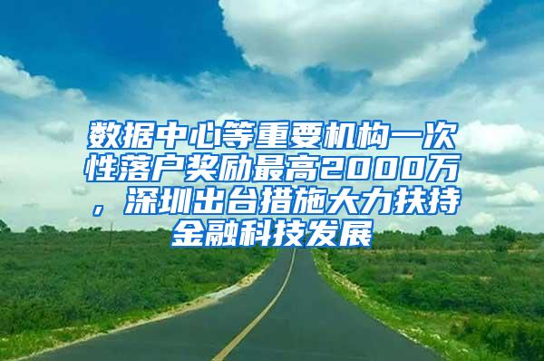 數(shù)據(jù)中心等重要機構(gòu)一次性落戶獎勵最高2000萬，深圳出臺措施大力扶持金融科技發(fā)展