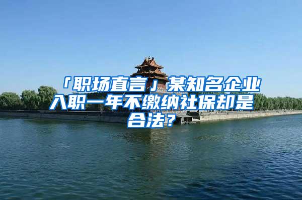 「職場直言」某知名企業(yè)入職一年不繳納社保卻是合法？