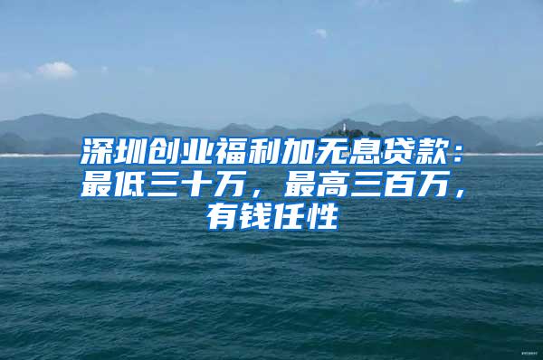 深圳創(chuàng)業(yè)福利加無息貸款：最低三十萬，最高三百萬，有錢任性