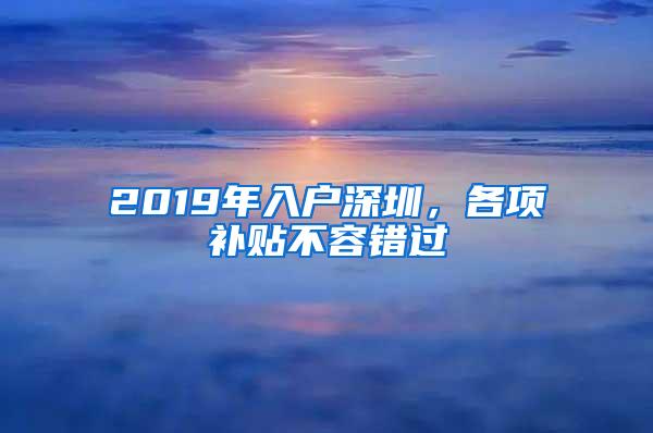 2019年入戶深圳，各項補貼不容錯過