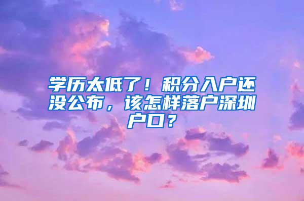 學(xué)歷太低了！積分入戶還沒公布，該怎樣落戶深圳戶口？