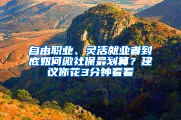 自由職業(yè)、靈活就業(yè)者到底如何繳社保最劃算？建議你花3分鐘看看