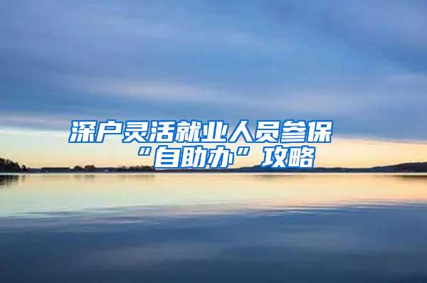 深戶靈活就業(yè)人員參保“自助辦”攻略