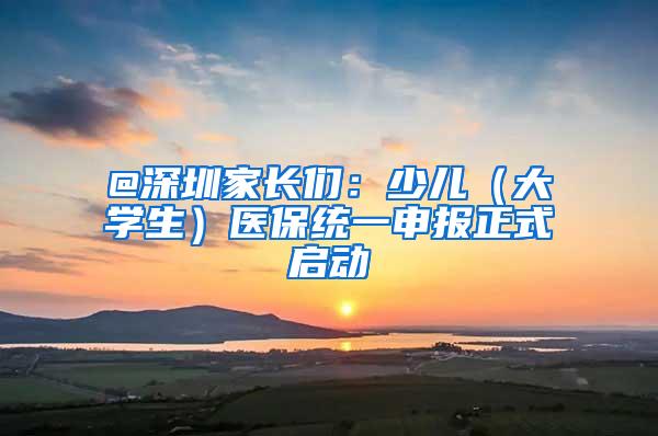 @深圳家長們：少兒（大學(xué)生）醫(yī)保統(tǒng)一申報正式啟動