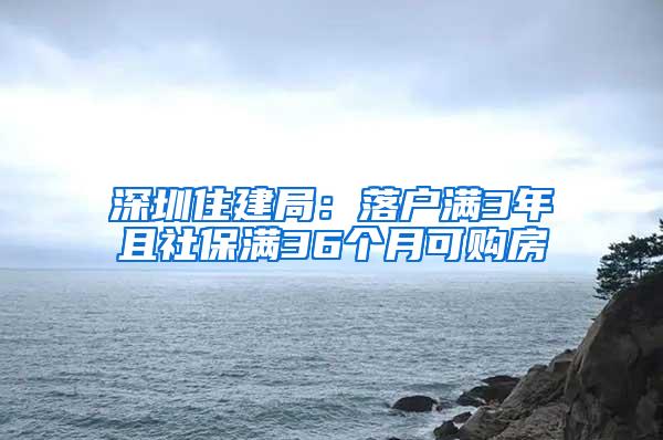 深圳住建局：落戶滿3年且社保滿36個(gè)月可購房