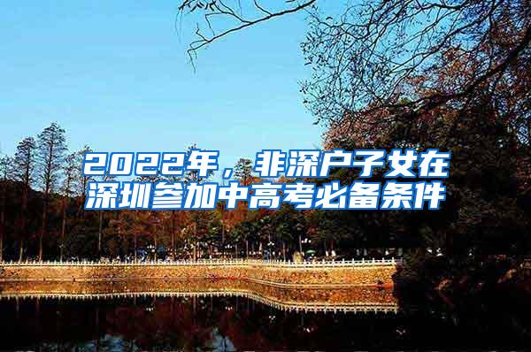 2022年，非深戶子女在深圳參加中高考必備條件