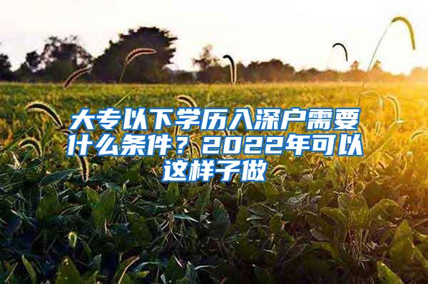 大專以下學(xué)歷入深戶需要什么條件？2022年可以這樣子做