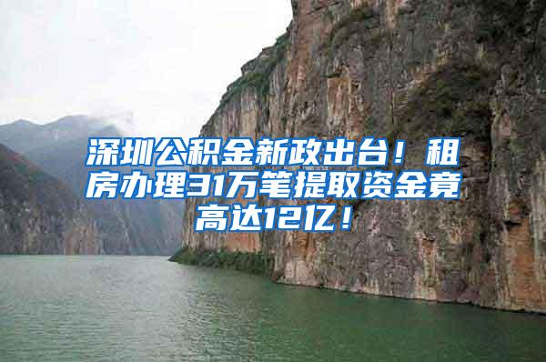 深圳公積金新政出臺！租房辦理31萬筆提取資金竟高達12億！