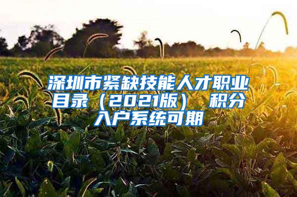 深圳市緊缺技能人才職業(yè)目錄（2021版） 積分入戶系統(tǒng)可期