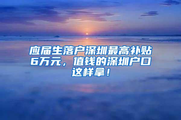 應(yīng)屆生落戶深圳最高補貼6萬元，值錢的深圳戶口這樣拿！