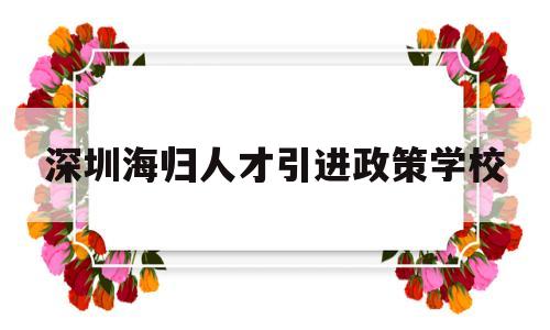 深圳海歸人才引進(jìn)政策學(xué)校(深圳海外高層次人才引進(jìn)政策) 留學(xué)生入戶深圳