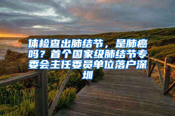 體檢查出肺結(jié)節(jié)，是肺癌嗎？首個(gè)國(guó)家級(jí)肺結(jié)節(jié)專(zhuān)委會(huì)主任委員單位落戶(hù)深圳