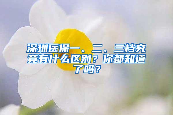 深圳醫(yī)保一、二、三檔究竟有什么區(qū)別？你都知道了嗎？