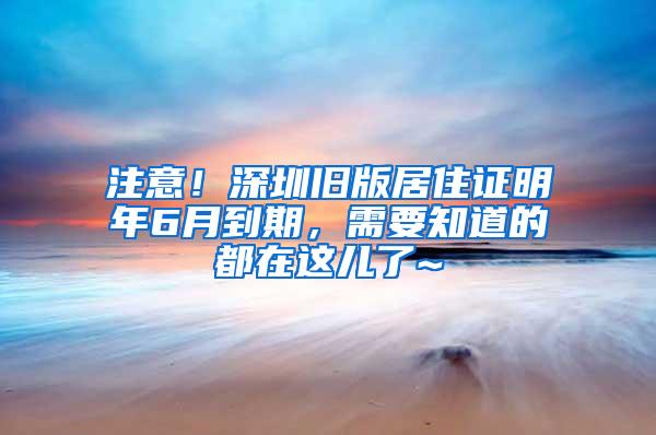 注意！深圳舊版居住證明年6月到期，需要知道的都在這兒了~