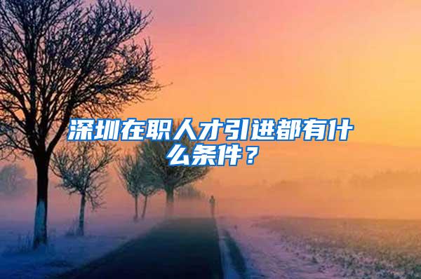 深圳在職人才引進都有什么條件？