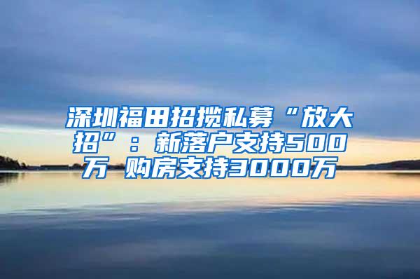 深圳福田招攬私募“放大招”：新落戶支持500萬 購房支持3000萬