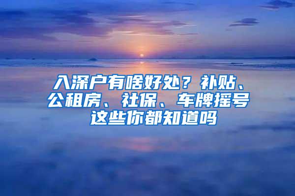 入深戶有啥好處？補(bǔ)貼、公租房、社保、車牌搖號(hào) 這些你都知道嗎