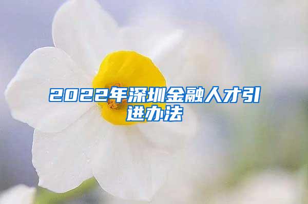 2022年深圳金融人才引進(jìn)辦法