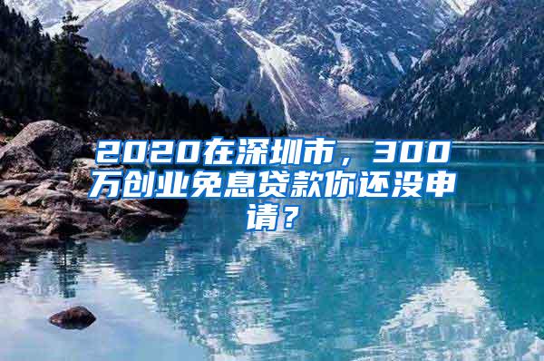 2020在深圳市，300萬(wàn)創(chuàng)業(yè)免息貸款你還沒(méi)申請(qǐng)？